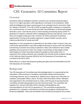 CSU 生成式 AI 委员会报告